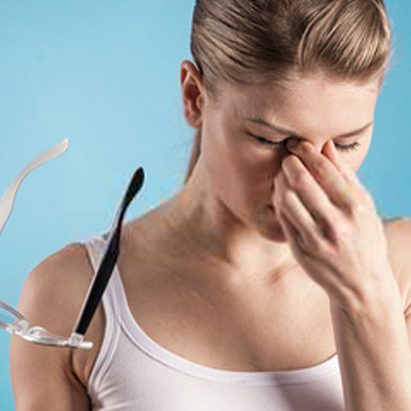 Futuristic modern cyber man with technology screen eye panel